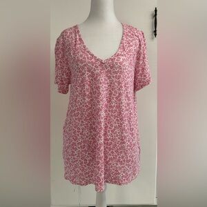 Old Navy Luxe Floral Pink V-Neck Women's Top Medium